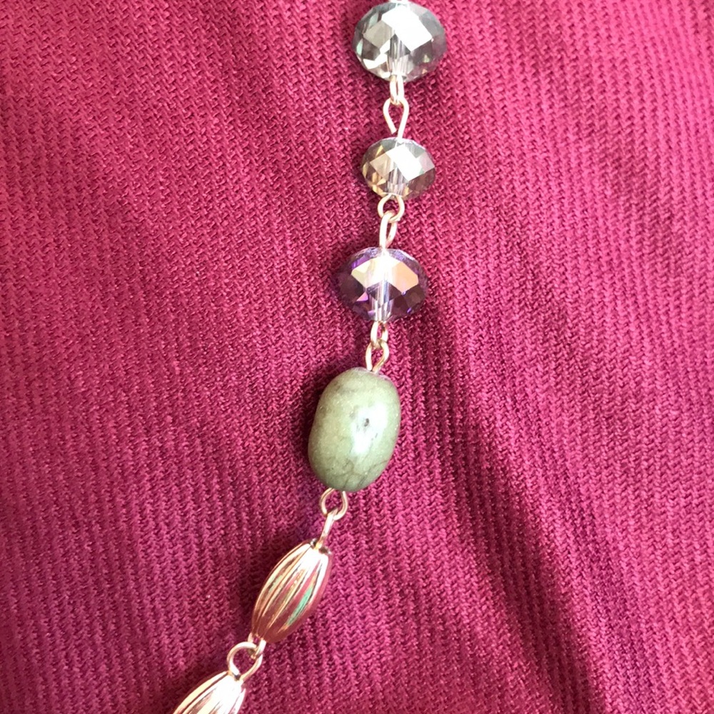 Green and Gold Long Necklace